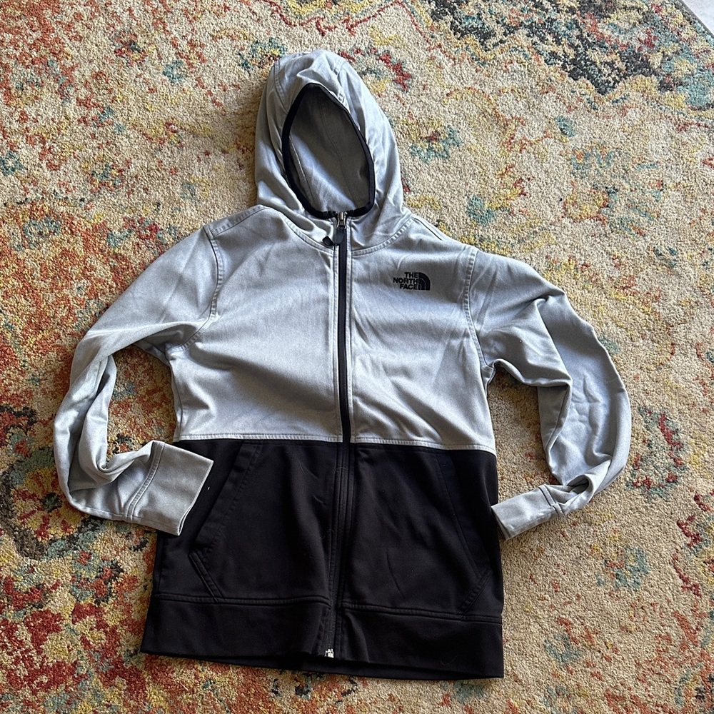 The North Face Silver and Black Zip-Up Hoodie